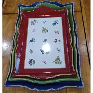 Doratex Firenze Made in Italy Fruit Serving Trays Set OF 3 Vintage 1965